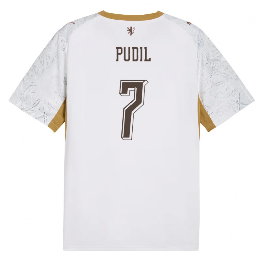 Danxen Mujer Camiseta Chequia Adam Pudil #7 Marfil Oro Gris 2ª Equipación 26-28 La Camisa México