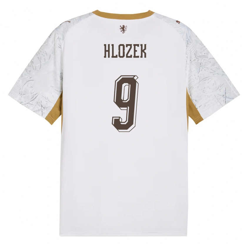 Danxen Mujer Camiseta Chequia Adam Hlozek #9 Marfil Oro Gris 2ª Equipación 26-28 La Camisa México