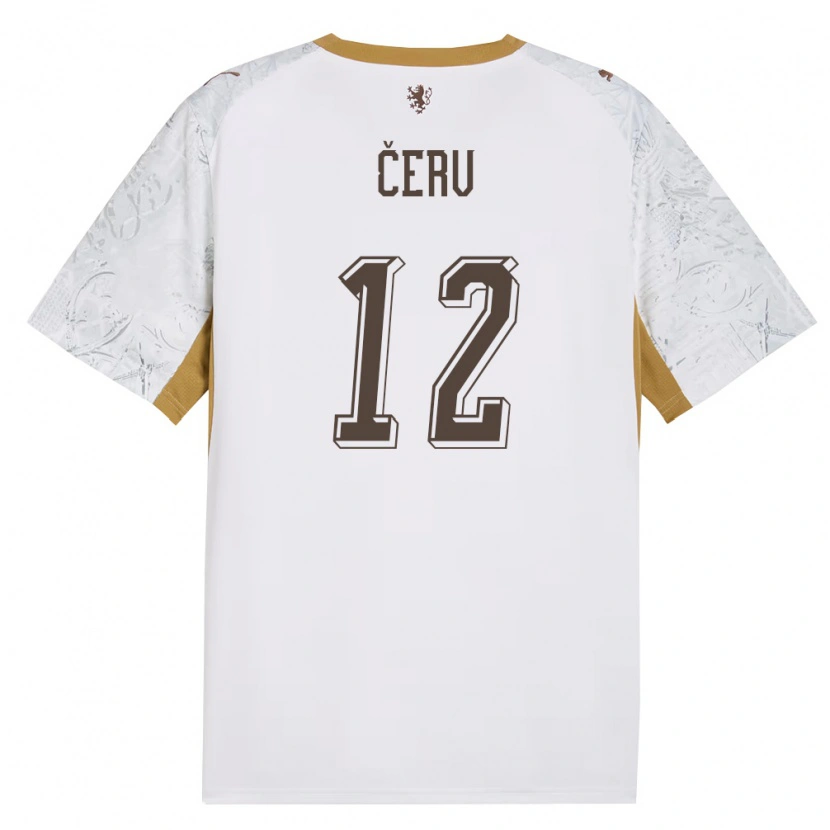 Danxen Mujer Camiseta Chequia Lukas Cerv #12 Marfil Oro Gris 2ª Equipación 26-28 La Camisa México