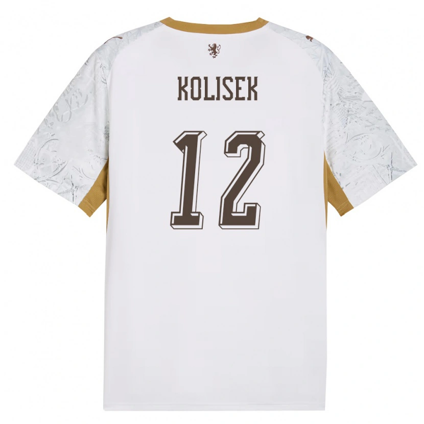 Danxen Mujer Camiseta Chequia Jakub Kolisek #12 Marfil Oro Gris 2ª Equipación 26-28 La Camisa México