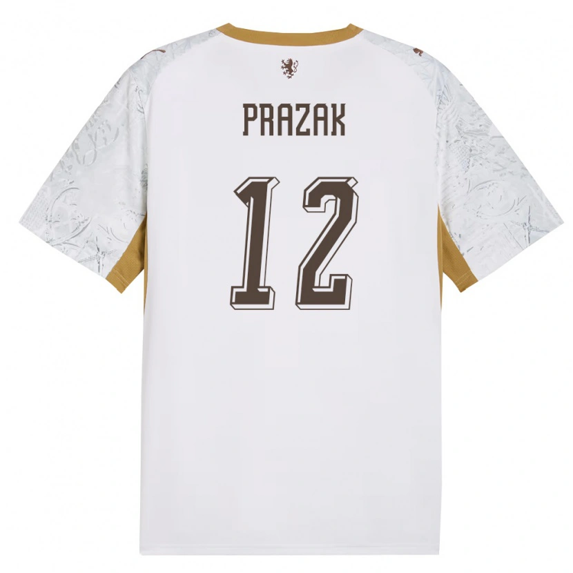 Danxen Mujer Camiseta Chequia Tadeas Prazak #12 Marfil Oro Gris 2ª Equipación 26-28 La Camisa México