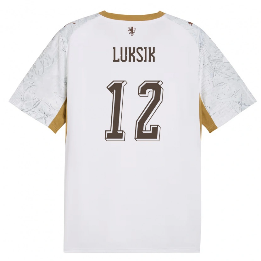 Danxen Mujer Camiseta Chequia Matej Luksik #12 Marfil Oro Gris 2ª Equipación 26-28 La Camisa México