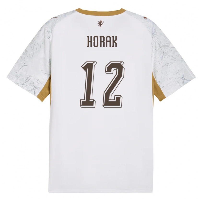 Danxen Mujer Camiseta Chequia Jan Horak #12 Marfil Oro Gris 2ª Equipación 26-28 La Camisa México