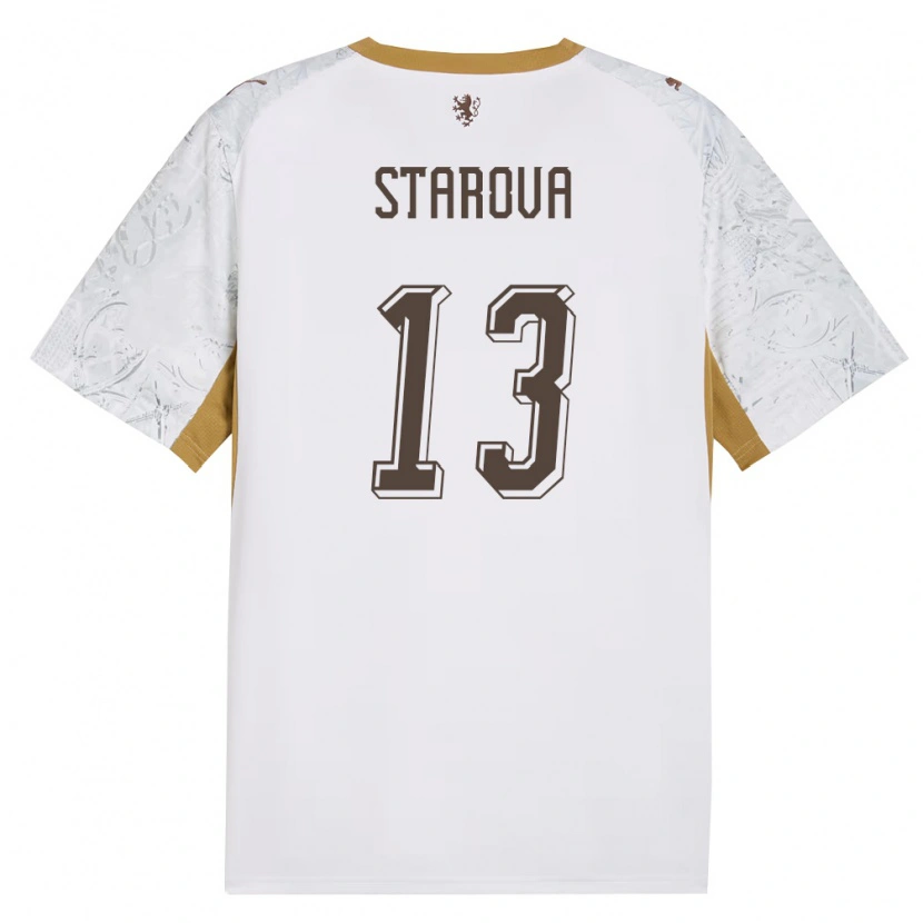 Danxen Mujer Camiseta Chequia Antonie Stárová #13 Marfil Oro Gris 2ª Equipación 26-28 La Camisa México