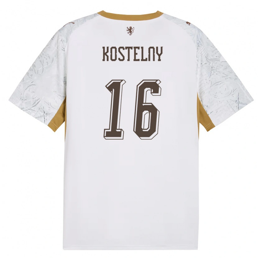 Danxen Mujer Camiseta Chequia Krystof Kostelny #16 Marfil Oro Gris 2ª Equipación 26-28 La Camisa México