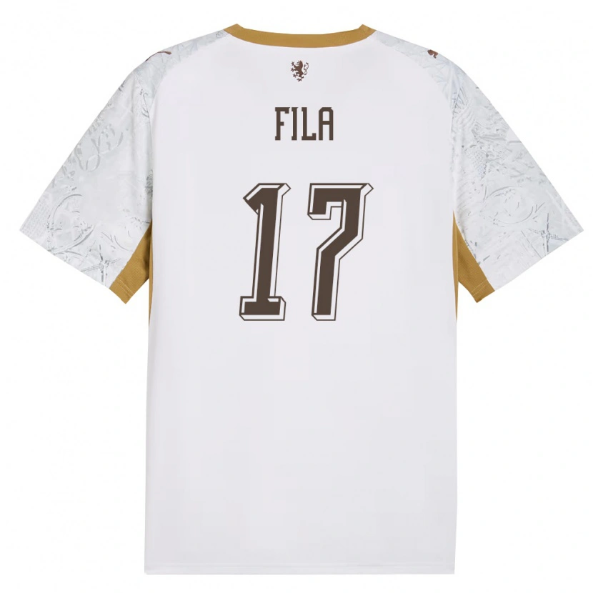 Danxen Mujer Camiseta Chequia Lukas Fila #17 Marfil Oro Gris 2ª Equipación 26-28 La Camisa México