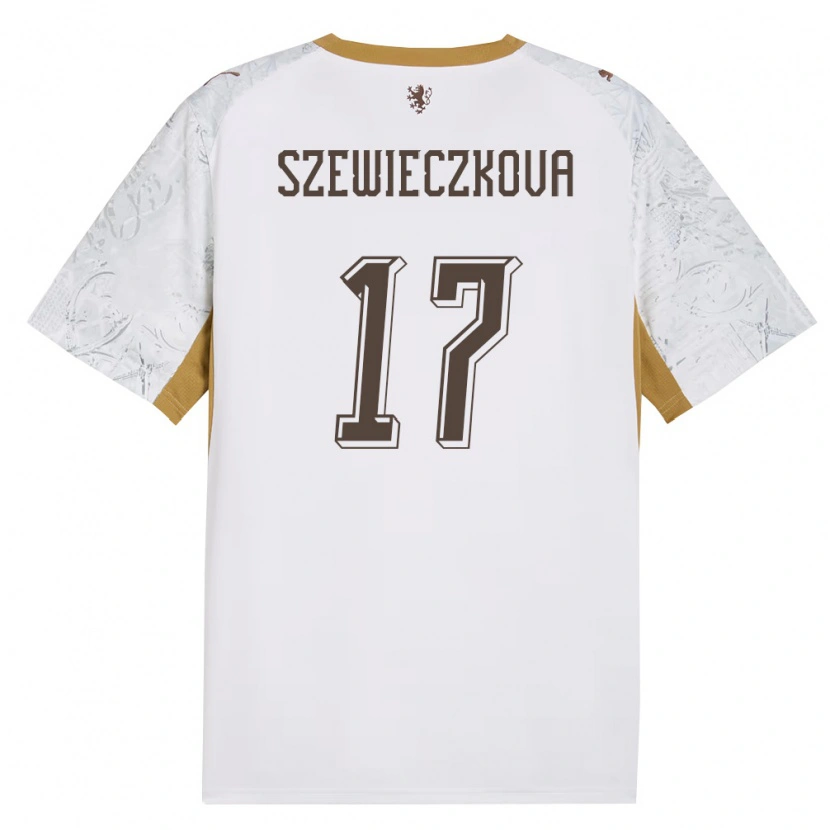 Danxen Mujer Camiseta Chequia Tereza Szewieczková #17 Marfil Oro Gris 2ª Equipación 26-28 La Camisa México