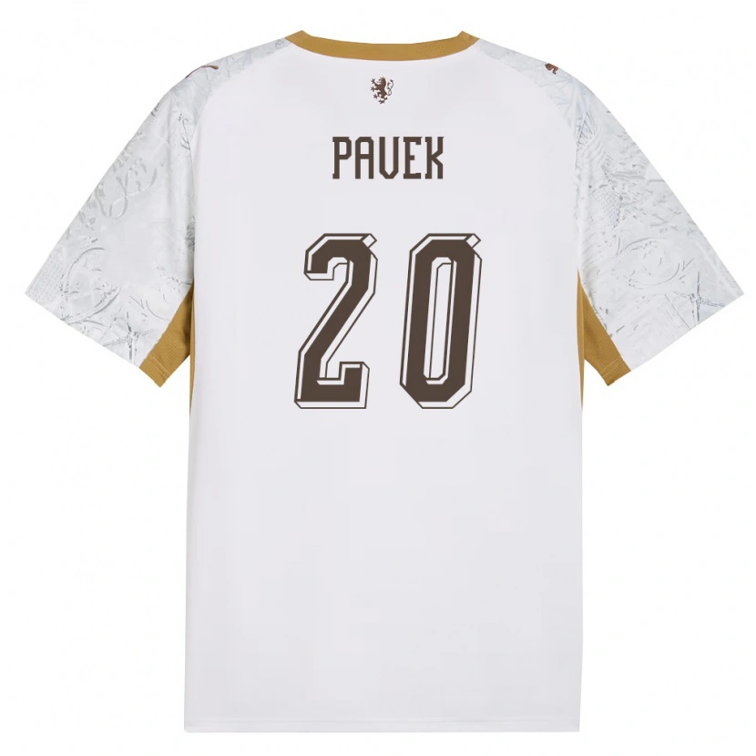 Danxen Mujer Camiseta Chequia Jakub Pavek #20 Marfil Oro Gris 2ª Equipación 26-28 La Camisa México