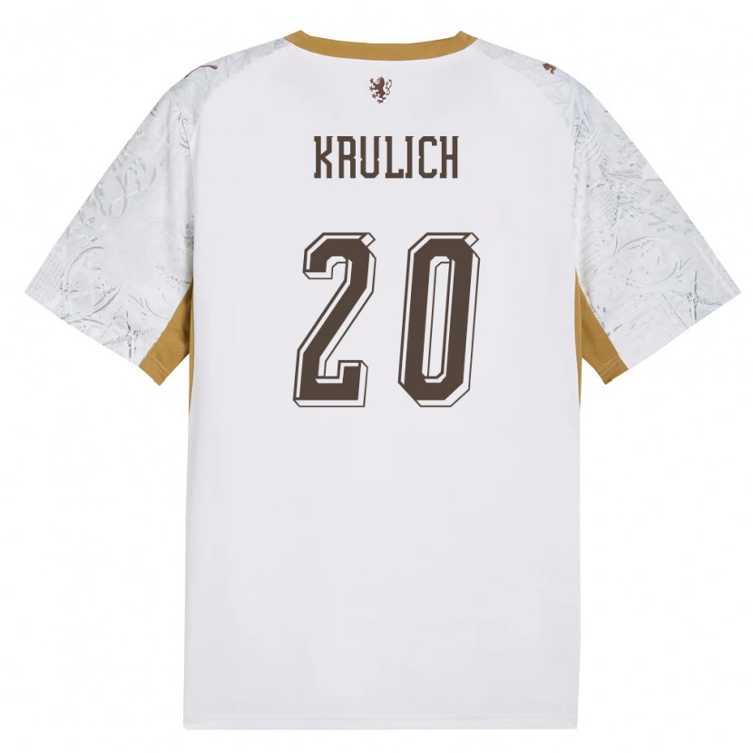 Danxen Mujer Camiseta Chequia Matous Krulich #20 Marfil Oro Gris 2ª Equipación 26-28 La Camisa México