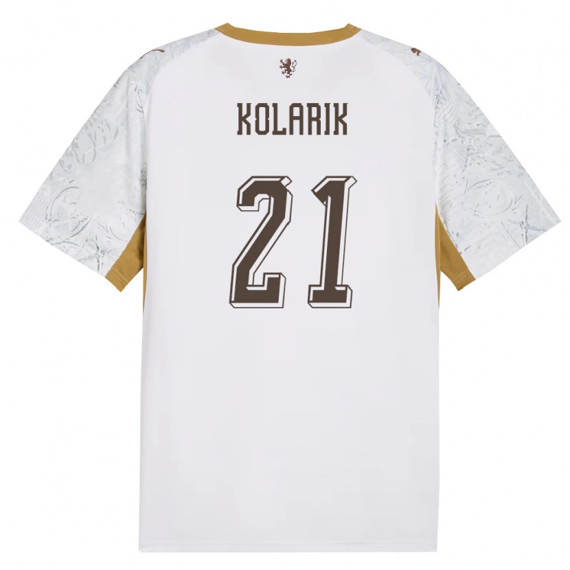 Danxen Mujer Camiseta Chequia Josef Kolarik #21 Marfil Oro Gris 2ª Equipación 26-28 La Camisa México