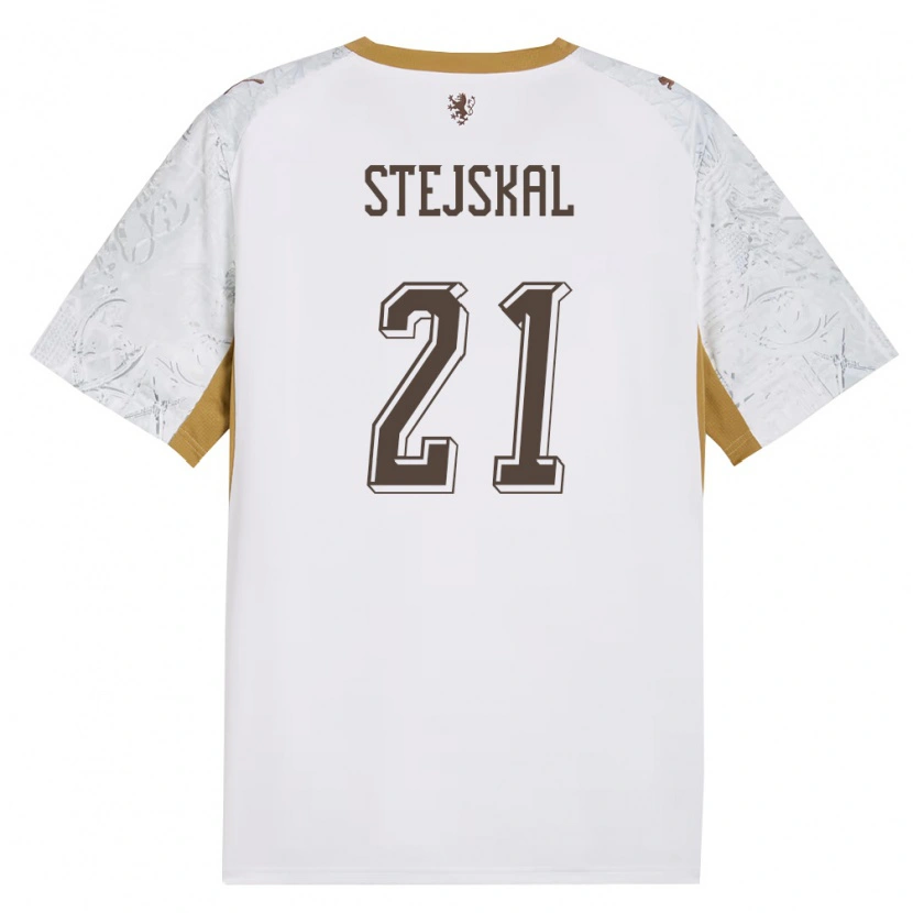 Danxen Mujer Camiseta Chequia Ondrej Stejskal #21 Marfil Oro Gris 2ª Equipación 26-28 La Camisa México