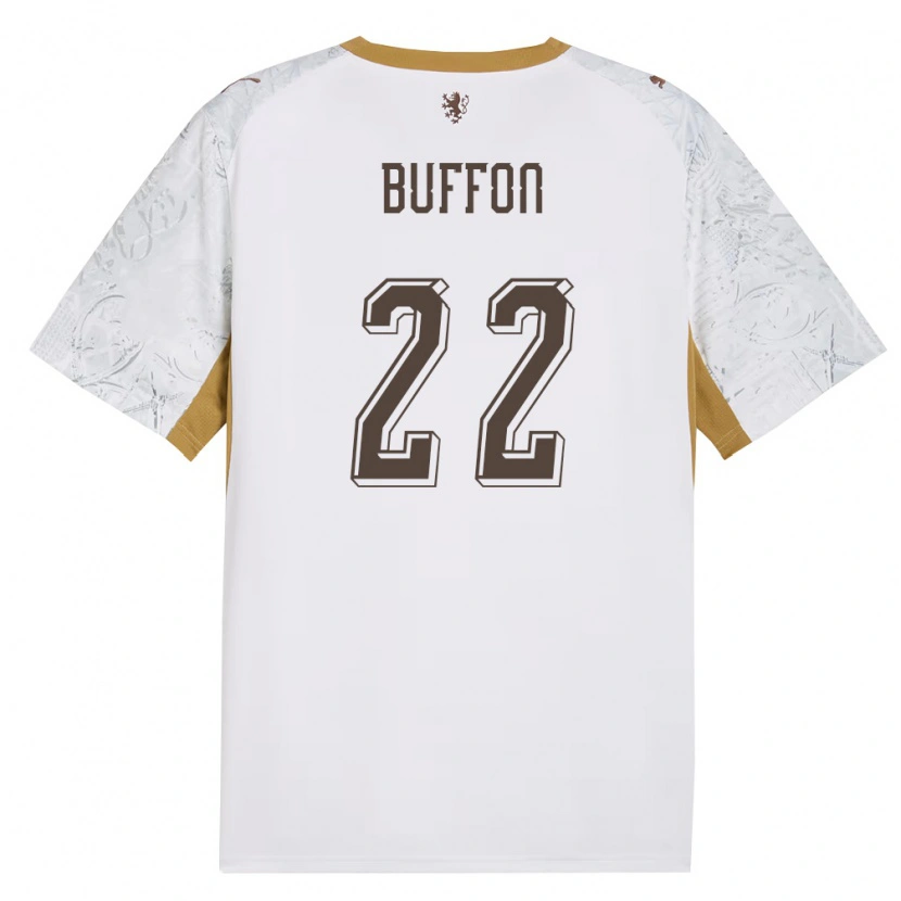 Danxen Mujer Camiseta Chequia Louis Buffon #22 Marfil Oro Gris 2ª Equipación 26-28 La Camisa México