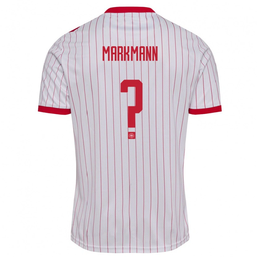 Danxen Mujer Camiseta Dinamarca Noah Markmann #0 Blanco Rojo 2ª Equipación 26-28 La Camisa México