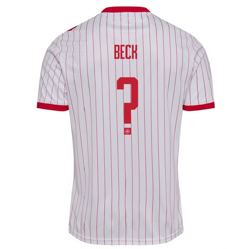 Danxen Mujer Camiseta Dinamarca Julius Beck #0 Blanco Rojo 2ª Equipación 26-28 La Camisa México