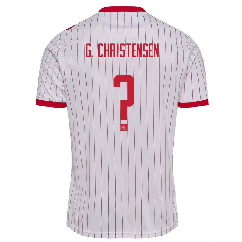Danxen Mujer Camiseta Dinamarca Gustav Christensen #0 Blanco Rojo 2ª Equipación 26-28 La Camisa México