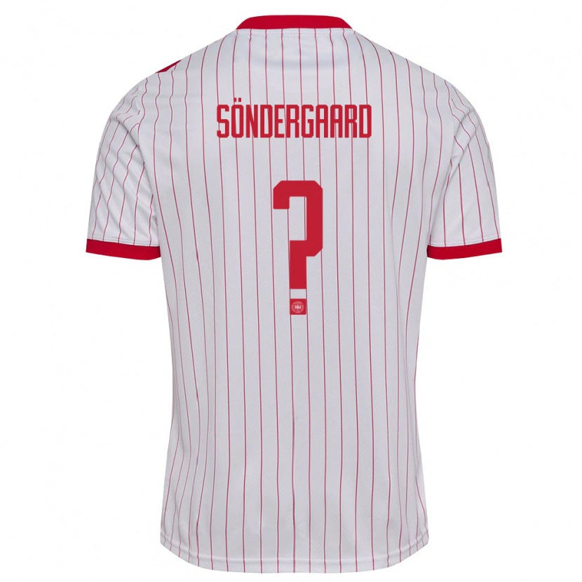 Danxen Mujer Camiseta Dinamarca Philip Søndergaard #0 Blanco Rojo 2ª Equipación 26-28 La Camisa México