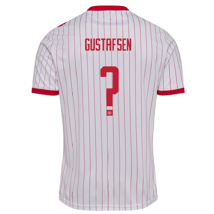 Danxen Mujer Camiseta Dinamarca Victor Gustafsen #0 Blanco Rojo 2ª Equipación 26-28 La Camisa México