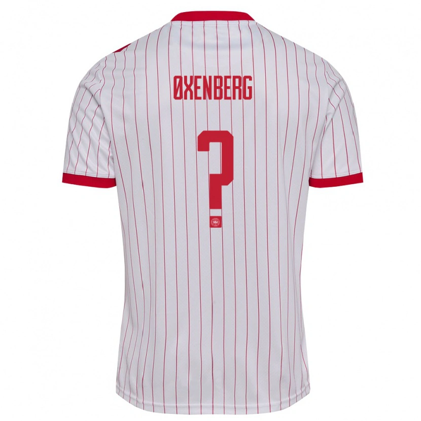Danxen Mujer Camiseta Dinamarca Mikkel Øxenberg #0 Blanco Rojo 2ª Equipación 26-28 La Camisa México