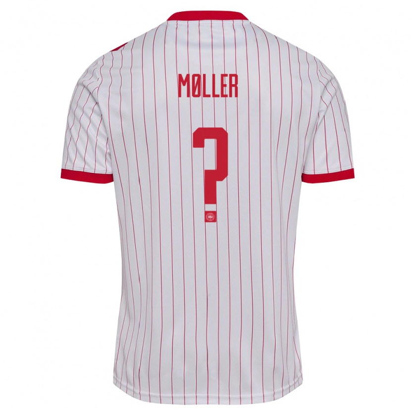Danxen Mujer Camiseta Dinamarca Valdemar Møller #0 Blanco Rojo 2ª Equipación 26-28 La Camisa México