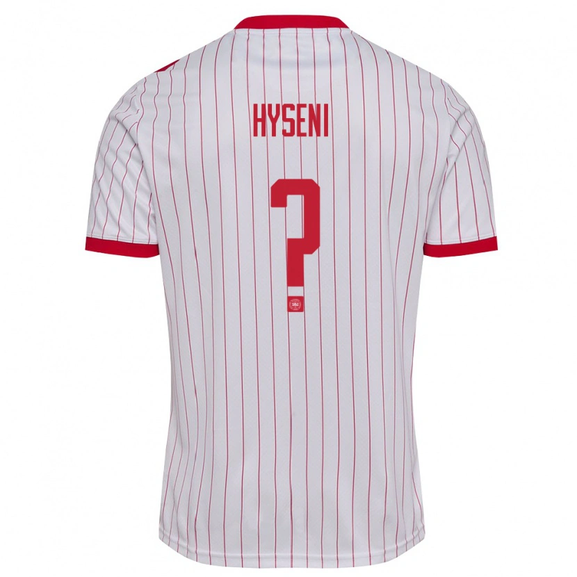 Danxen Mujer Camiseta Dinamarca Olti Hyseni #0 Blanco Rojo 2ª Equipación 26-28 La Camisa México