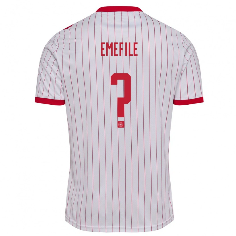 Danxen Mujer Camiseta Dinamarca Julius Emefile #0 Blanco Rojo 2ª Equipación 26-28 La Camisa México