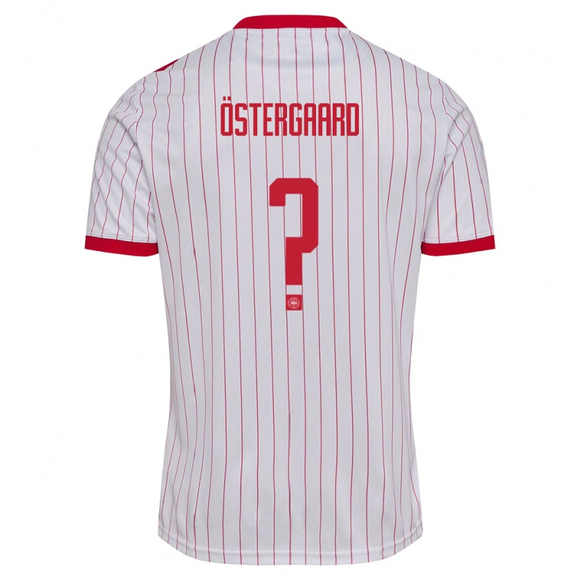 Danxen Mujer Camiseta Dinamarca Christian Östergaard #0 Blanco Rojo 2ª Equipación 26-28 La Camisa México