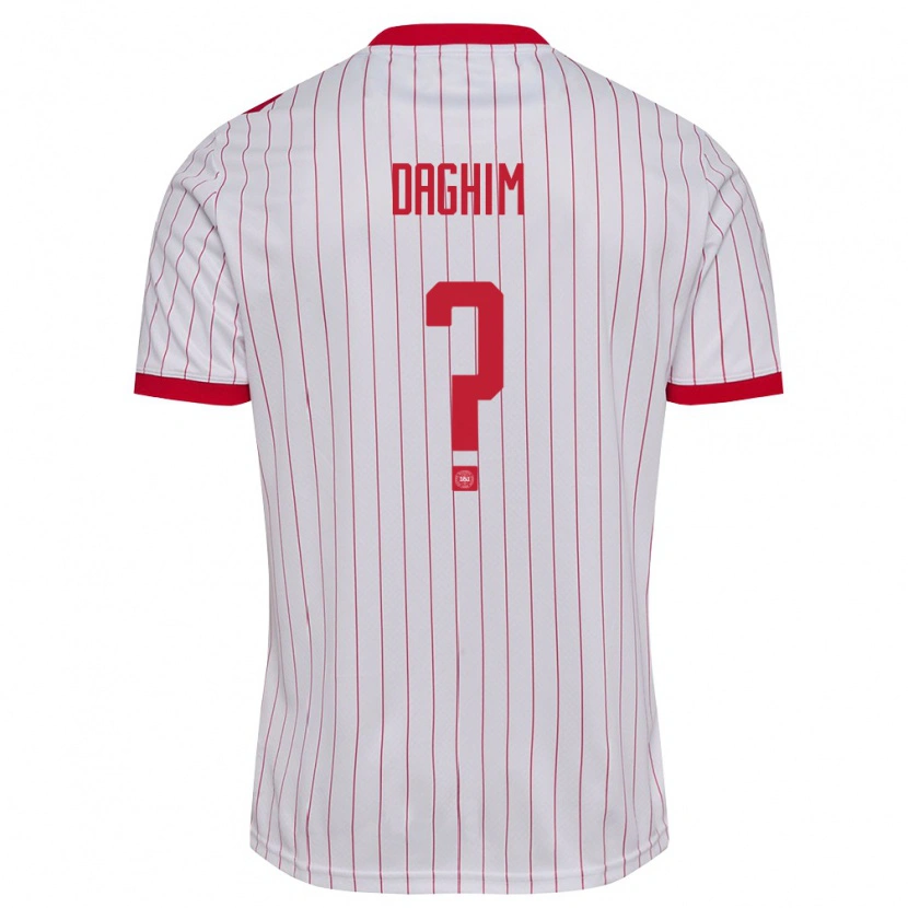 Danxen Mujer Camiseta Dinamarca Adam Daghim #0 Blanco Rojo 2ª Equipación 26-28 La Camisa México