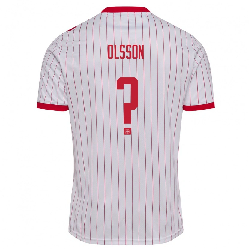 Danxen Mujer Camiseta Dinamarca Cornelius Olsson #0 Blanco Rojo 2ª Equipación 26-28 La Camisa México