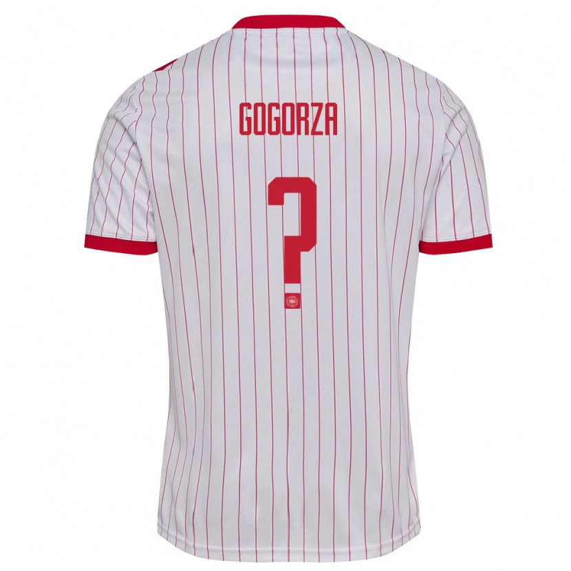Danxen Mujer Camiseta Dinamarca Mikel Gogorza #0 Blanco Rojo 2ª Equipación 26-28 La Camisa México