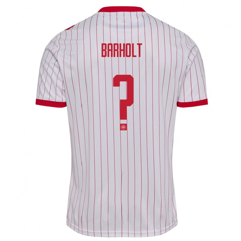 Danxen Mujer Camiseta Dinamarca Noah Barholt #0 Blanco Rojo 2ª Equipación 26-28 La Camisa México