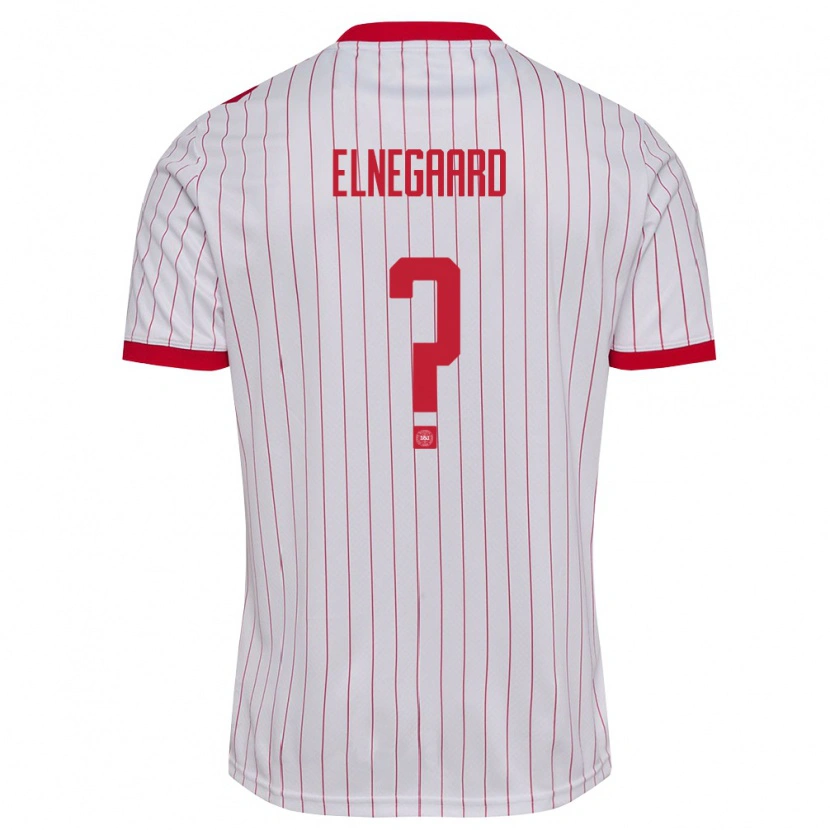 Danxen Mujer Camiseta Dinamarca Tobias Elnegaard #0 Blanco Rojo 2ª Equipación 26-28 La Camisa México