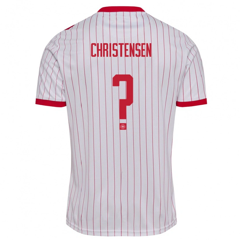 Danxen Mujer Camiseta Dinamarca Sebastian Christensen #0 Blanco Rojo 2ª Equipación 26-28 La Camisa México