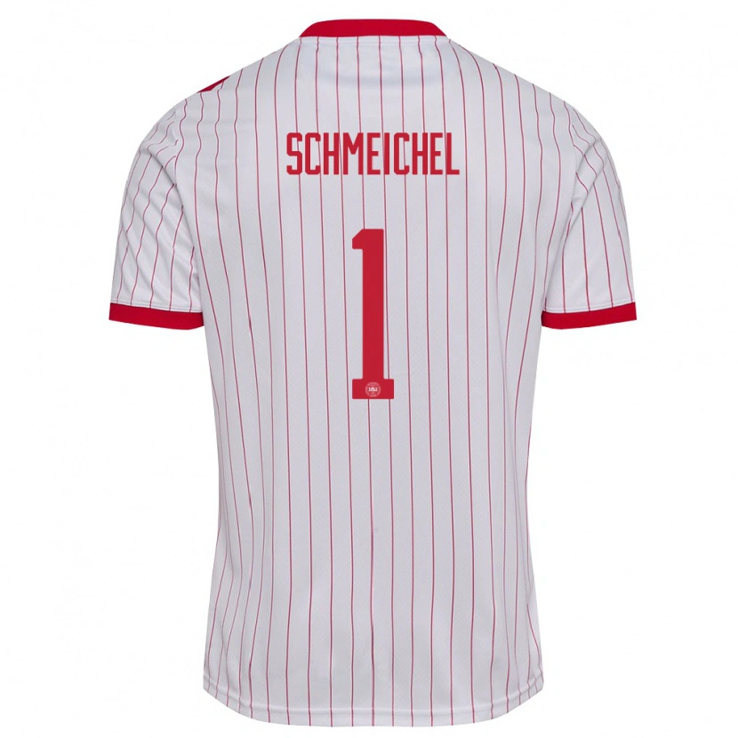 Danxen Mujer Camiseta Dinamarca Kasper Schmeichel #1 Blanco Rojo 2ª Equipación 26-28 La Camisa México