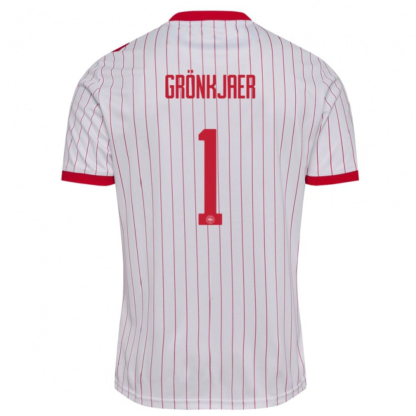 Danxen Mujer Camiseta Dinamarca Bertil Grönkjaer #1 Blanco Rojo 2ª Equipación 26-28 La Camisa México