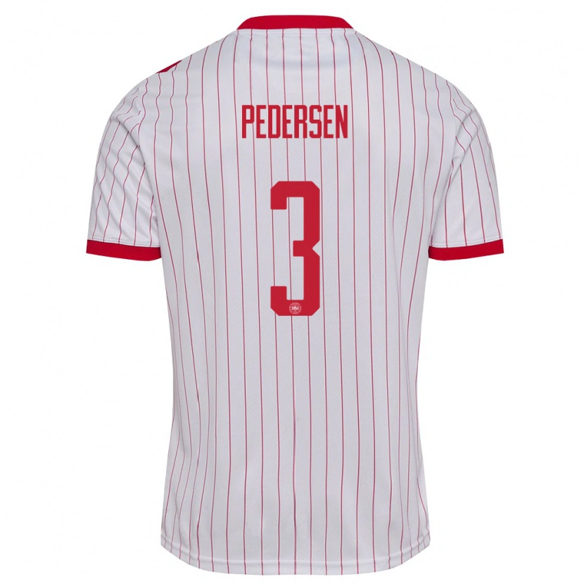 Danxen Mujer Camiseta Dinamarca Stine Ballisager Pedersen #3 Blanco Rojo 2ª Equipación 26-28 La Camisa México