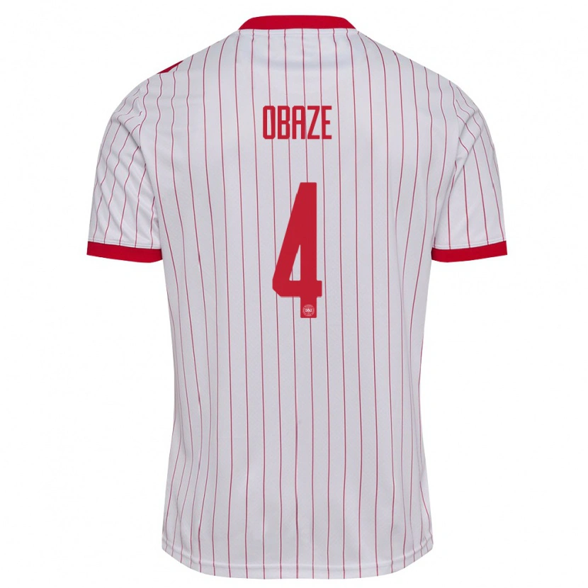 Danxen Mujer Camiseta Dinamarca Isabella Obaze #4 Blanco Rojo 2ª Equipación 26-28 La Camisa México