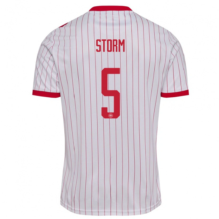 Danxen Mujer Camiseta Dinamarca Tobias Storm #5 Blanco Rojo 2ª Equipación 26-28 La Camisa México