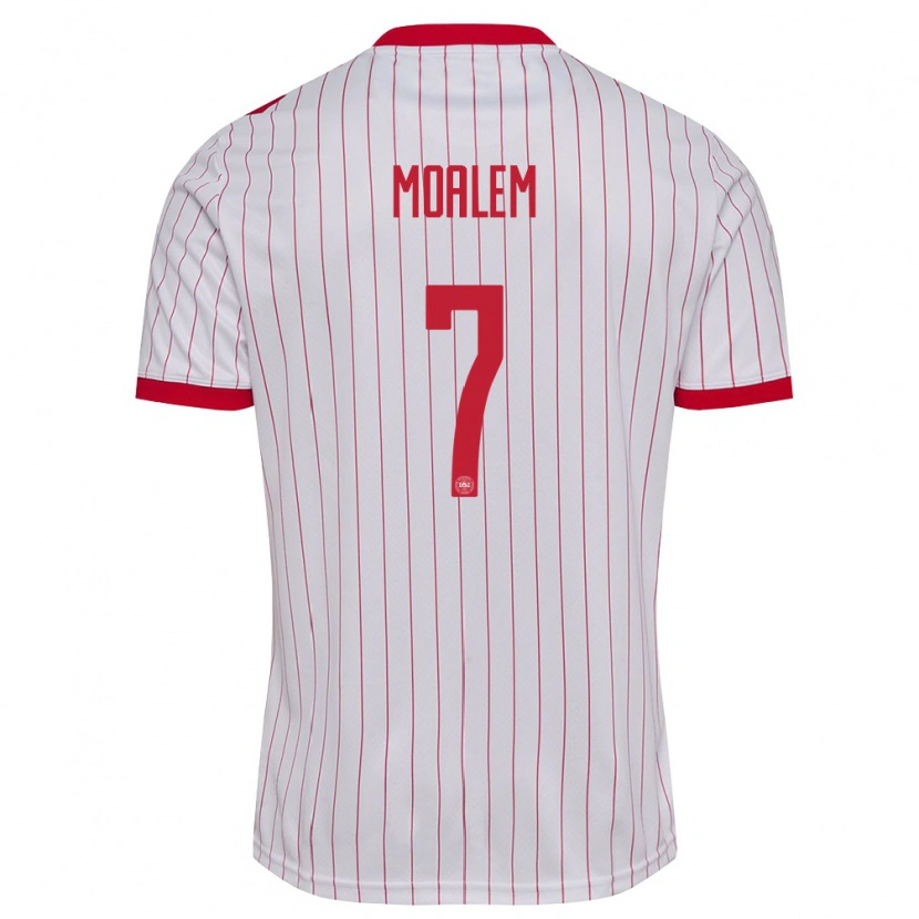 Danxen Mujer Camiseta Dinamarca Jonathan Moalem #7 Blanco Rojo 2ª Equipación 26-28 La Camisa México