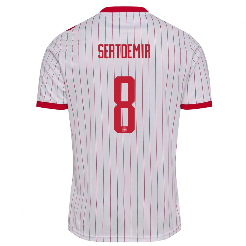 Danxen Mujer Camiseta Dinamarca Zidan Sertdemir #8 Blanco Rojo 2ª Equipación 26-28 La Camisa México