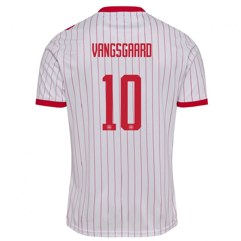 Danxen Mujer Camiseta Dinamarca Amalie Vangsgaard #10 Blanco Rojo 2ª Equipación 26-28 La Camisa México