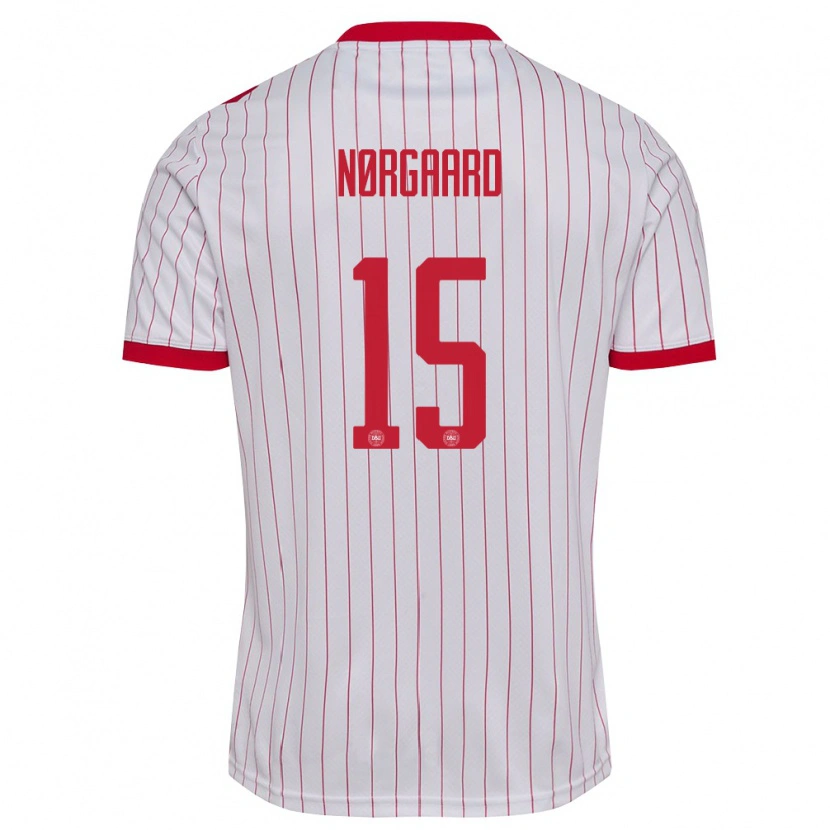 Danxen Mujer Camiseta Dinamarca Christian Nørgaard #15 Blanco Rojo 2ª Equipación 26-28 La Camisa México