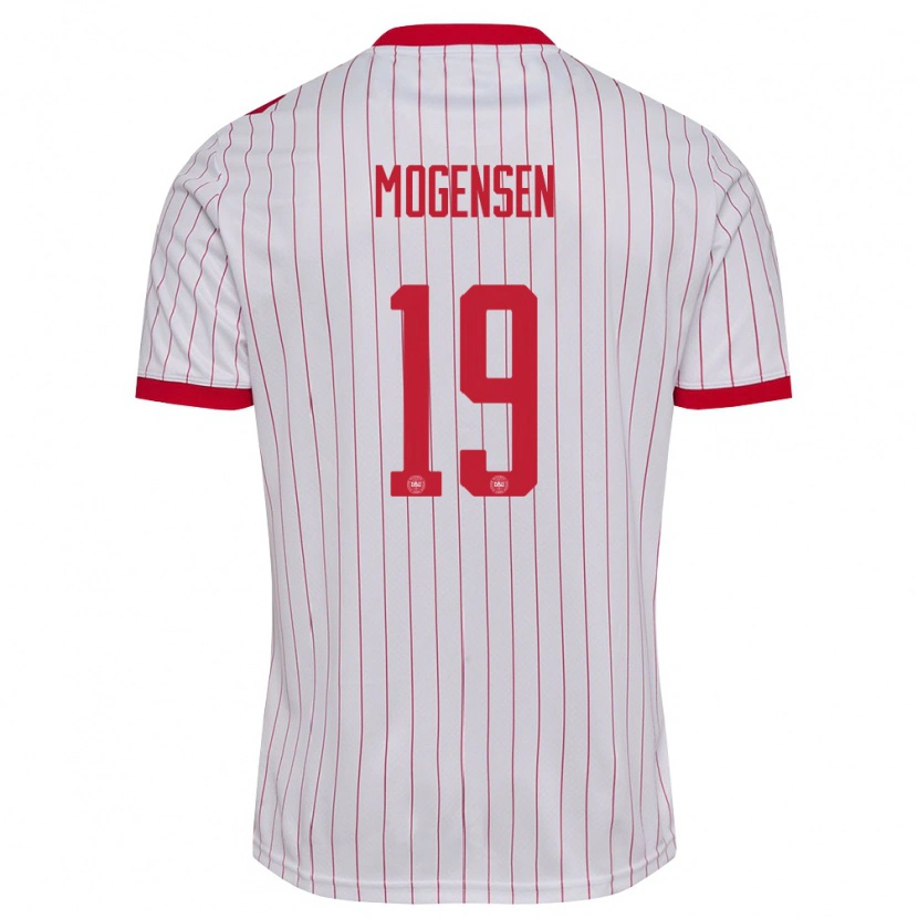 Danxen Mujer Camiseta Dinamarca Marcus Mogensen #19 Blanco Rojo 2ª Equipación 26-28 La Camisa México