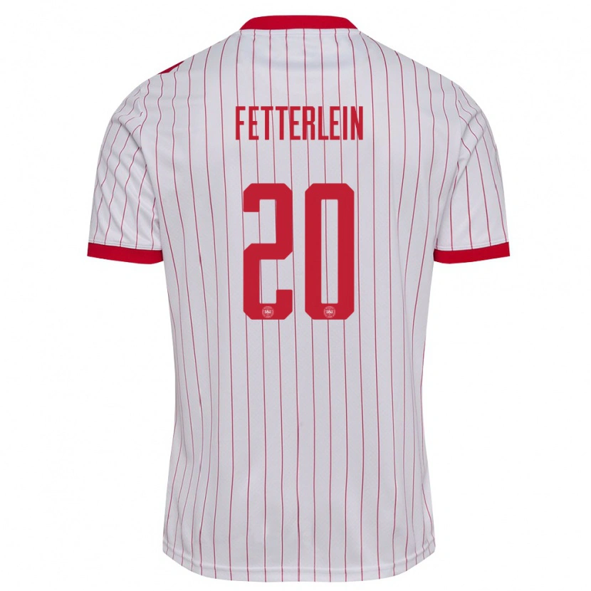 Danxen Mujer Camiseta Dinamarca Sean Fetterlein #20 Blanco Rojo 2ª Equipación 26-28 La Camisa México