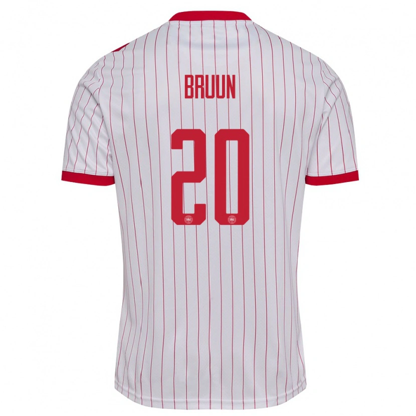 Danxen Mujer Camiseta Dinamarca Signe Bruun #20 Blanco Rojo 2ª Equipación 26-28 La Camisa México