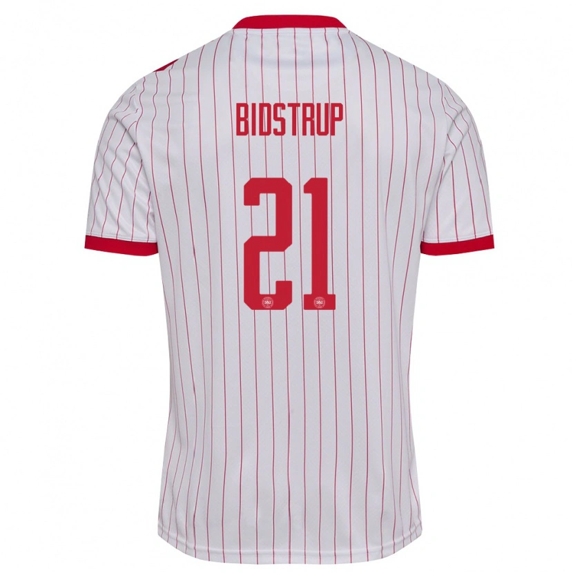 Danxen Mujer Camiseta Dinamarca Mads Bidstrup #21 Blanco Rojo 2ª Equipación 26-28 La Camisa México