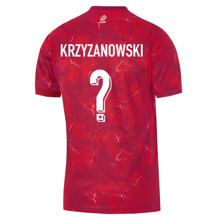 Danxen Mujer Camiseta Polonia Jakub Krzyżanowski #0 Rojo Blanco 2ª Equipación 26-28 La Camisa México