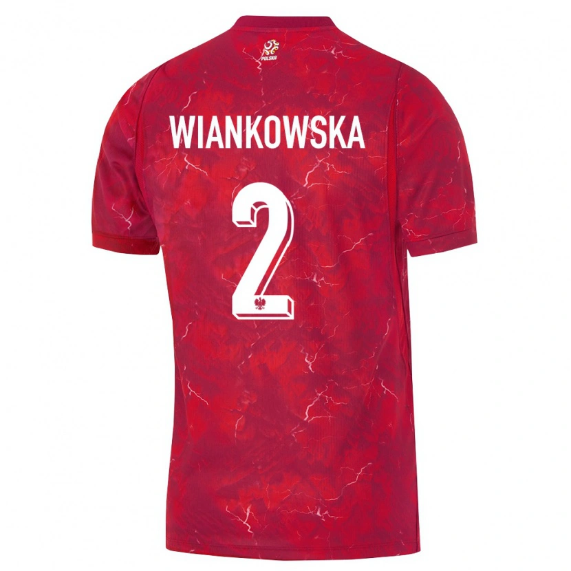 Danxen Mujer Camiseta Polonia Martyna Wiankowska #2 Rojo Blanco 2ª Equipación 26-28 La Camisa México