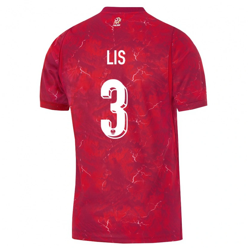 Danxen Mujer Camiseta Polonia Adrian Lis #3 Rojo Blanco 2ª Equipación 26-28 La Camisa México