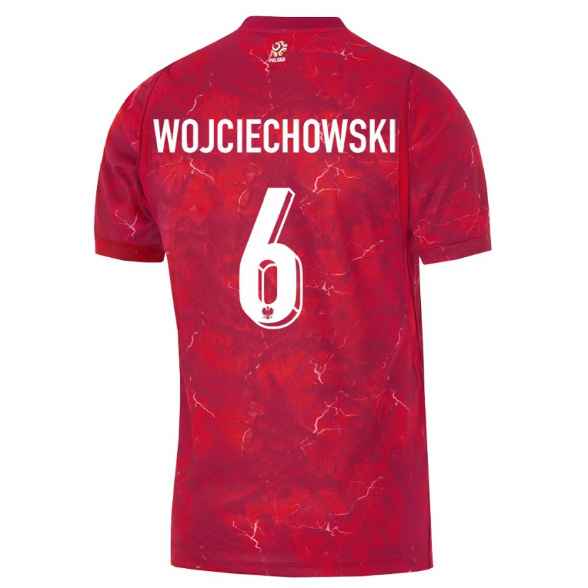 Danxen Mujer Camiseta Polonia Maciej Wojciechowski #6 Rojo Blanco 2ª Equipación 26-28 La Camisa México