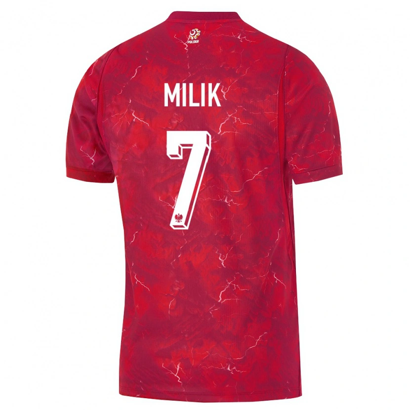 Danxen Mujer Camiseta Polonia Arkadiusz Milik #7 Rojo Blanco 2ª Equipación 26-28 La Camisa México